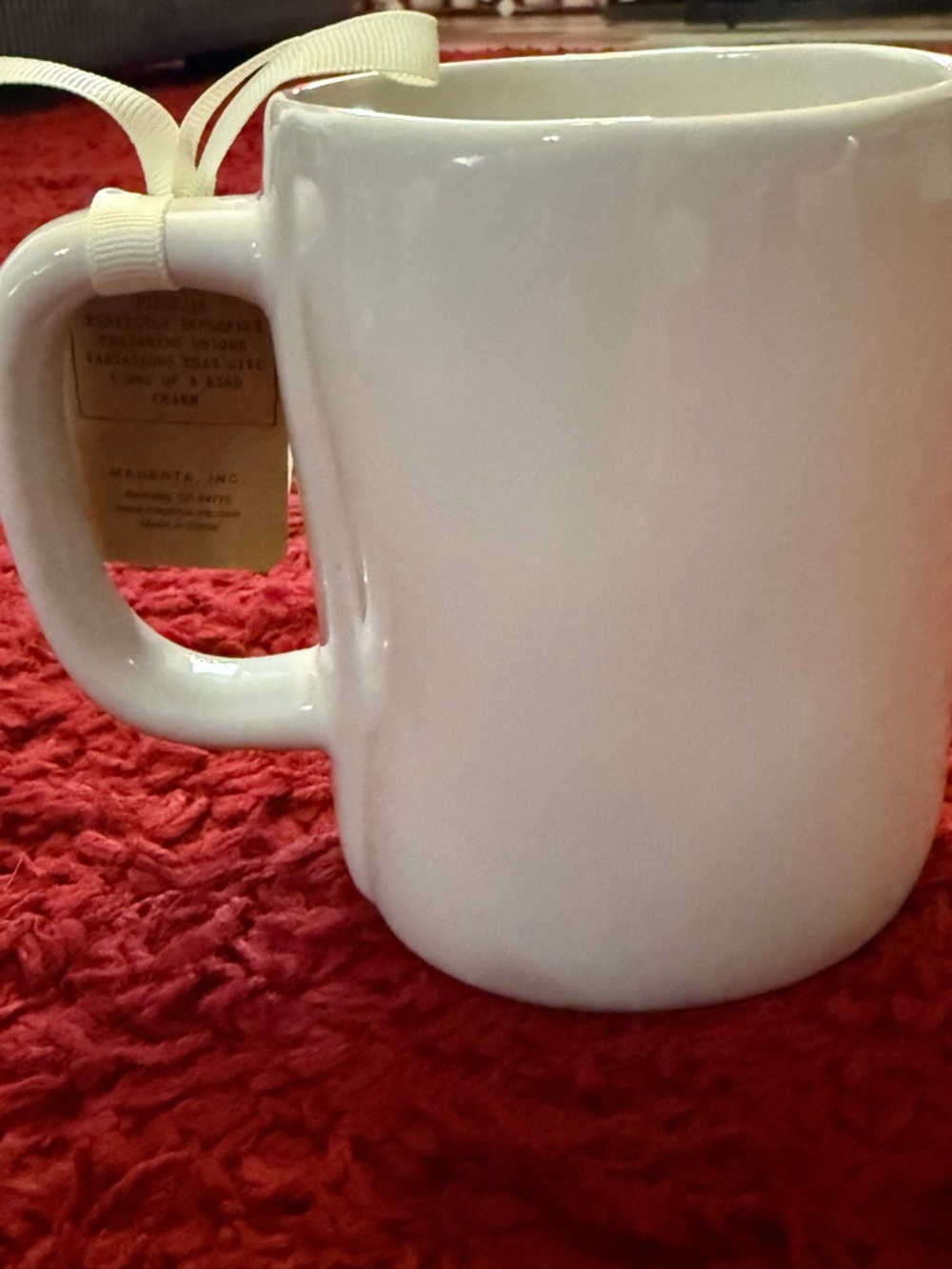 Rae Dunn White Mug with Patriotic Barn and 3D Flag Design- LAND OF THE FREE. NWT - Picture 2 of 5